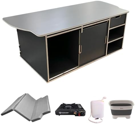 K´Foam Store Mueble Kit Camper para Furgonetas VW T5, T6, T6,1 Multivan y California sin mueble lateral, con Accesorios y Colchón incluidos