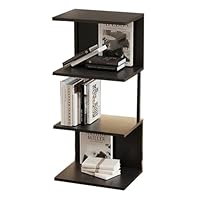 Libreria angolare a 5 ripiani in metallo e legno, per soggiorno e cucina, supporto angolare per piante e libreria, scaffale da esposizione moderna per