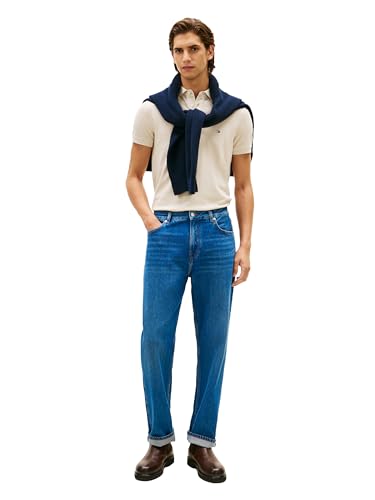 Image of Tommy Hilfiger Men's Short Sleeve Polo Shirts in Slim Fit with Stretch and Organic Pique Cotton