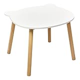 ATMOSPHERA CREATEUR D'INTERIEUR Table Enfant Douceur Blanche, Pieds en Bois Naturel, Forme Originale Ourson, Diamètre 60 cm