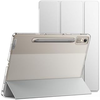 JETech Etui dla Lenovo Tab P12 12,7 Cala z Uchwytem na Rysik, Szczupły Półprzezroczysty Tył Składanie na Trzy Części Podstawkę Ochronna Osłona Tabletu, Automatycznie Budzi/Spać (Srebrny)
