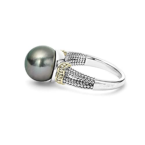 Inlaid Grey Pearl Ring, Round 925 Silver Plated Engagement Wedding Ring (6)3