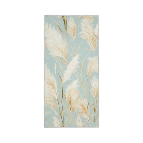 Yoogain Golden Pampas Grass Light Blue Watercolor Microfiber Towels Big Quick Dry Hand Towel Head to Toe washcloths Gym Towels Bulk Sport Towel 30