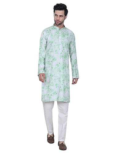 Image of N&V Men's Handloom Cotton Kurta Pyjama Set, Full-Sleeve, Mandarin CollaRed Neck, Ideal for Every Occasion, Lightweight and Comfortable For Wear