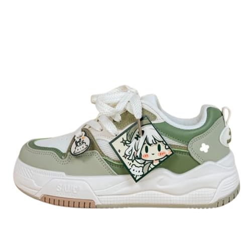 Bobo's House Women's Adventurous Girly Green Chunky Sneakers Pastel Green Kawaii Vegan Shoes