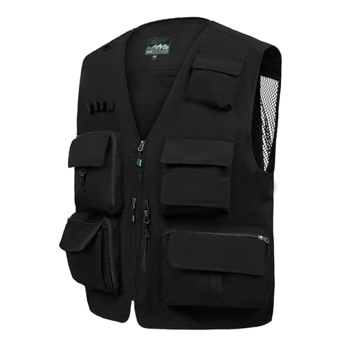 Image of AOTORR Mens Outdoor Work Safari Cargo Photo Travel Fishing Vests for Men with Multi-pockets