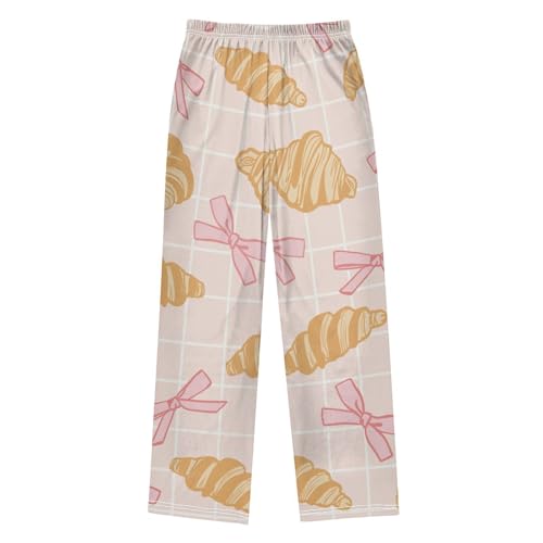 Bow Croissant Boys Pants Boys Athletic Pants Long Pant for Boywith Pockets Wide-Leg Size 6-14Y2