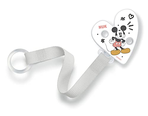 NUK cinta y clip para sujetar chupetes | Para todo tipo de chupetes | Resistentes e inastillables | Disney Mickey Mouse