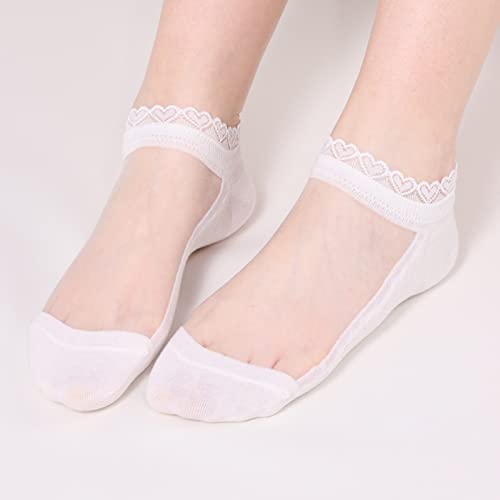 YOLAI Womens 1Pair No Show Socks Low Cut Girls Lace Socks Thin Nylon Mesh Socks Floral Patterned Fishnet Short2