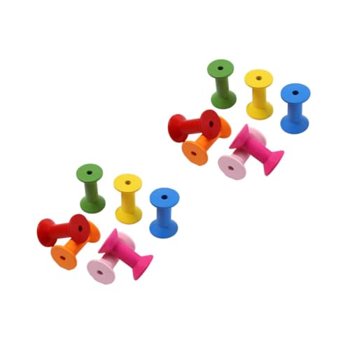 HANABASS de Colores en Actividades Creativas Color Aleatorio 20 Carretes de Madera Forma de Reloj de Arena Bobinas para Sujetar Hilo y Cordón para Manualidades y Modelismo
