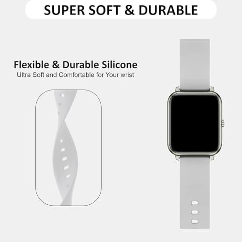Image of HUMBLE Soft Silicone 19mm with Black Metal Buckle Strap for Smartwatch Compatible with Noise Colorfit Pro 2 /Oxy /Pulse /Beat, Boat Storm Smart Watch & Watches with 19mm Lugs-Grey