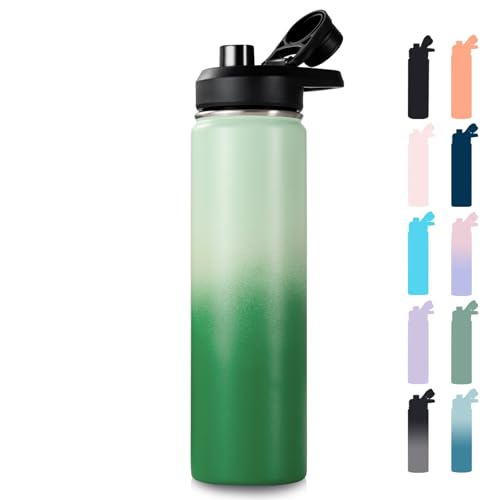 Image of Fijinhom Insulated Water Bottle with Handle, 304 Stainless Steel Water Bottles with Wide Mouth, Double Wall Vacuum Sports Water Bottle, BPA Free, Keep Cold and Hot, 24 Ounces, Jungle Fade