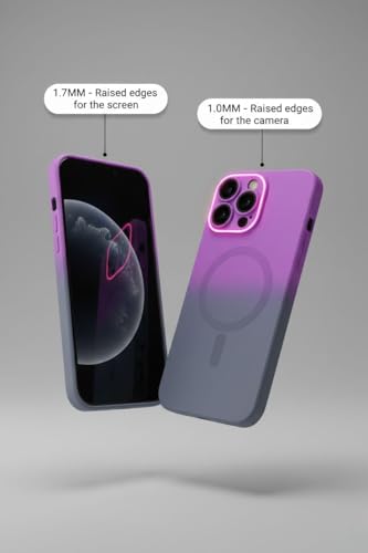 Image of amazon basics Gradient Mag-Safe Case for iPhone 16 Pro Max | Soft Silicone Shockproof Cover with Camera Protection | Slim Lightweight Design | Smooth Touch & Durable - Purple & Gray