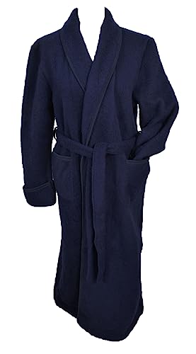 Robe de chambre homme laine des Pyrénées bleu marine contre le froid de l'hiver
