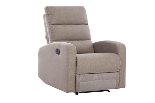 Image of Urban living - Monaco Single Seater Fabric Manual Recliner | 1 Seater Sofa | Single Sofa Recliner | 1 Seater Chair Sofa | 1 Year Warranty | Brown