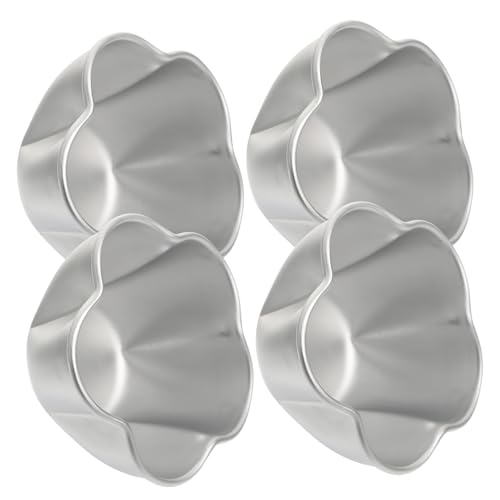 POPETPOP 4 piezas Molde de Aluminio para Tartas Mini Lavable Molde Metálico para Hornear Tartaletas Flanes y Cupcakes para Hogar Restaurante y Repostería