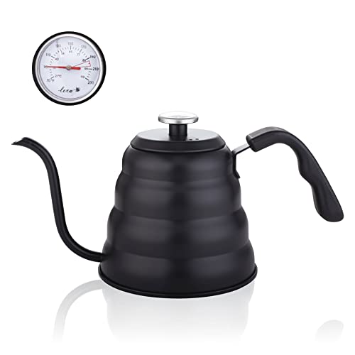 HOHSCHEID Schwanenhals Wasserkocher, 1200ml / 40oz Edelstahl Wasserkessel Induktion Gooseneck Kettle Kaffeekanne mit Thermometer Cover