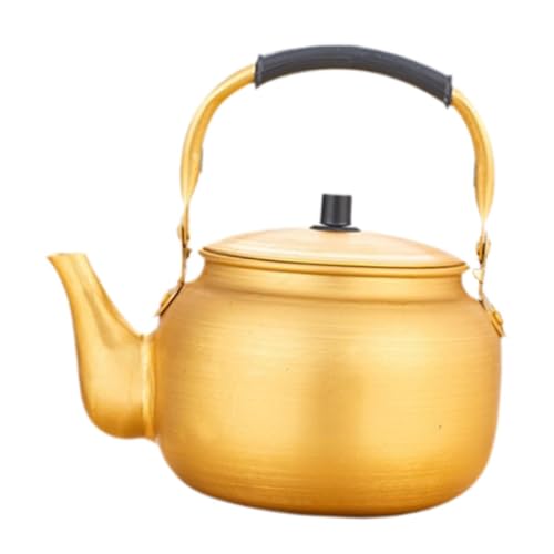Hervidor de agua de aluminio amarillo con tapa, multiusos, para arroz, vino y arroz coreano, para té al aire libre, camping, 1 litro Hervidor de agua de aluminio amarillo con tapa, multiusos, para arroz, vino y arroz coreano, para té al aire libre, camping, 1 litro