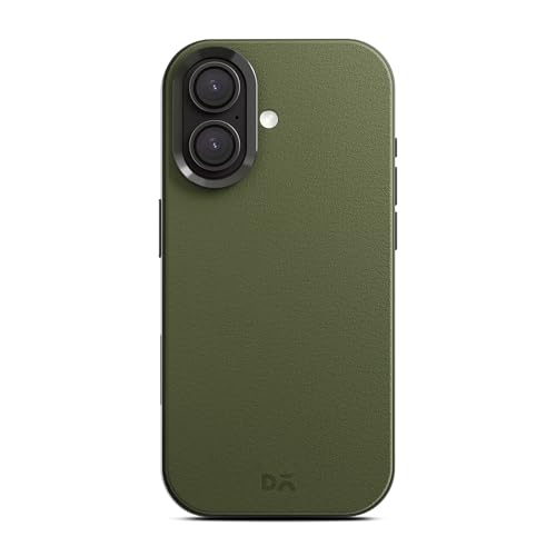 Image of DailyObjects Leatherite Case for iPhone 17 Compatible with MagSafe Wireless Charging | Olive-Green Hybrid Magnetic Back Cover