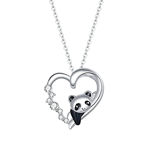 Collier panda en émail et oxydes de zirconium scintillants