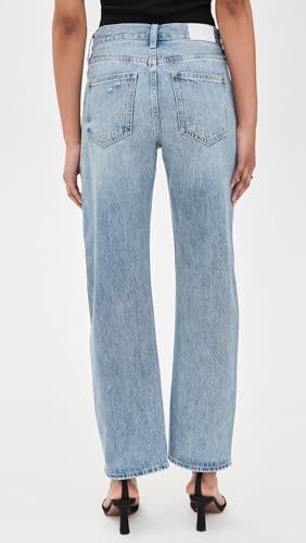 Image of PISTOLA - Lexi Mid Rise, Signature Bowed Straight Jeans - Light Denim Jeans