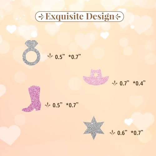 Image of 120pcs Cowgirl Bachelorette Confetti, Let's Go Girls Bridal Shower Table Confetti, Silver&Pink Glitter Nashville Bachelorette Party Table Decoration, Western Bridal Shower Party Supplies