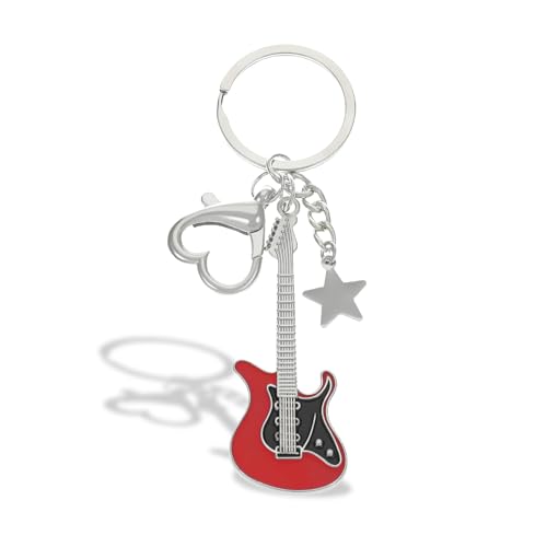 Chaveiro de guitarra inspirado em amantes de música chaveiro presentes de amizade para mulheres fãs merch, A6: chaveiro de guitarra vermelho, G
