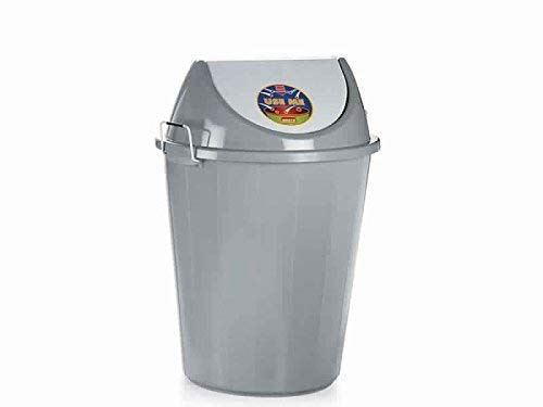 ARISTO Plastic Swing-Lid Garbage Waste Dustbin, 30 Litres Grey