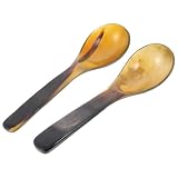 UKCOCO 2 Stück Ochsenhorn Löffel aus Echtem Horn Ergonomischer Griff Multifunktionale Kaviarlöffel für Restaurant und Zuhause