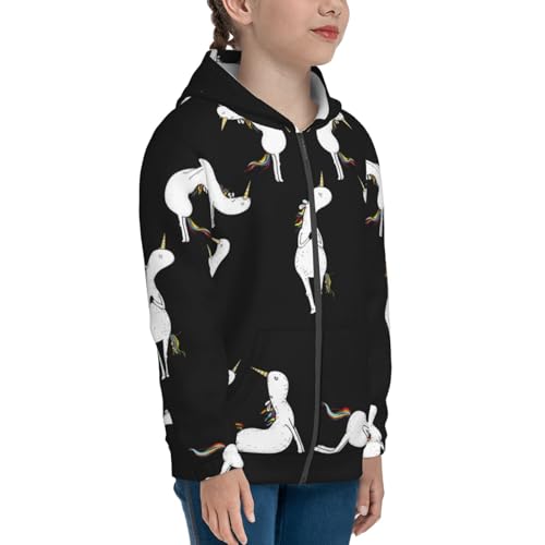 Unicorn Sun Salutataion Yoga Kids Pullover Hoodies Boys Zip Up Sweatshirts Girls Athletic Clothes with Pocket4