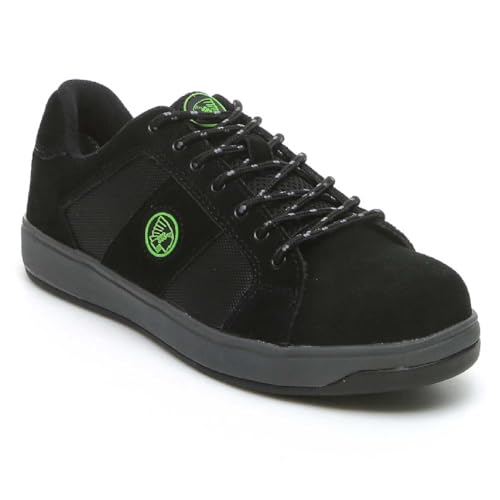 Apache Kick Suede Safety Trainer | Black Size 9 UK | Steel Toe Cap | Midsole Protection | Lightweight Rubber Outsole | Suede Canvas Upper