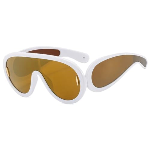 Lunettes de soleil surdimensionnées femmes UV400 tendance miroir or blanc grand modèle homme