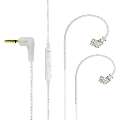 Image of AUDIOCULAR RC1 Replacement Cable for KZ IEMs, 0.75mm 2-Pin Silver-Plated Replacement Cable with HD Mic & 3-Button Control, 3.5mm Gold-Plated Jack Compatible with KZ Decet, Gale, ZA12, ZS10 PROX IEMs