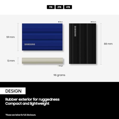 Image of Samsung T7 Shield Portable SSD 1TB, USB 3.2 Gen2 External SSD, Up to 1,050MB /s, Rugged, IP65 Water & Dust Resistant, for Photographers, Content Creators and Gaming, Mac Compatible, MU-PE1T0S, Black