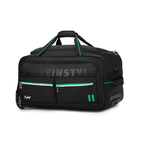 Image of Skybags Muse 46 Liters Polyester 58 cm Medium Size | Stylish Duffel Trolley Bag with Two Wheels, Two Stage Push Button | Premium Zipper, Travel Bag| 3-Year International Warranty - Unisex (Black)