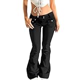 Womens Rise Bootcut Jeans Waist Y2K Flared Bell Bottom...