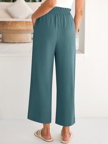 Image of ANRABESS Womens Wide Leg Palazzo Pants Summer Beach High Waisted Cropped Flowy Pants 2026 Dressy Casual Trousers with Pockets