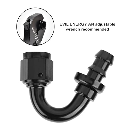 Image of EVIL ENERGY 6AN 150 Degree Push Lock Hose Fitting End Black