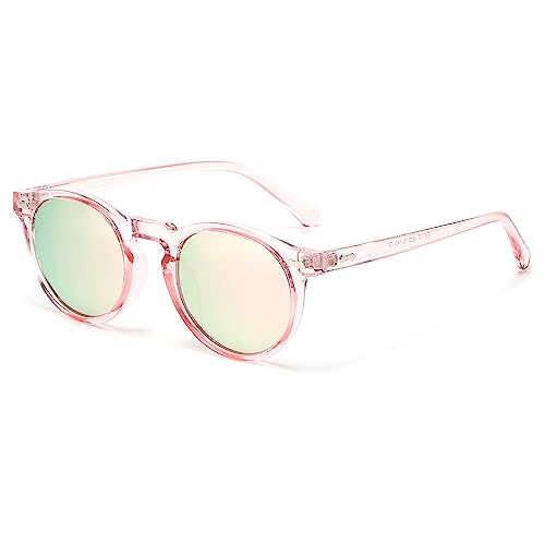 Image of JOVAKIT Vintage Kids Polarized Sunglasses for Girls Boys Age 2-9, Round Sun Glasses for Children UV400 Protection