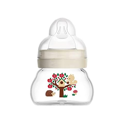 MAM Bottle Feel Good, extra kleine Babyflasche aus Glas mit extra langsamem Durchfluss MAM Sauger Größe 0, hitzebeständige Babyflasche aus Glas für Neugeborene, Unisex, 1 x 90 ml Cover