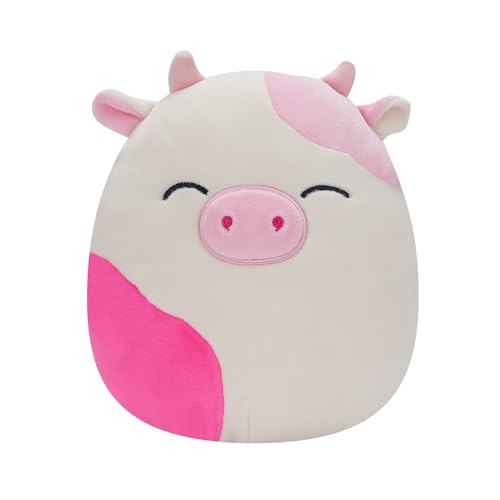Squishmallows SQCR05470 16-Inch-Caedyn The Pink Spotted Cow with Closed Eyes, Multicolour