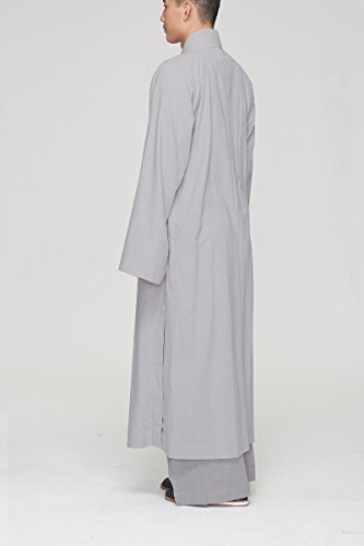 Gray Men's Long Gown Traditional Buddhist Meditation Monk Robe3