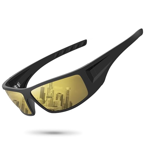 Image of Polarized Sports Sunglasses for Men Women,Driving Fishing | UV400 Protection Anti-Glare Lens, Wrap Around Sunglasses for Cycling,Hiking,Golf & Outdoor Sports Unbreakable Frame