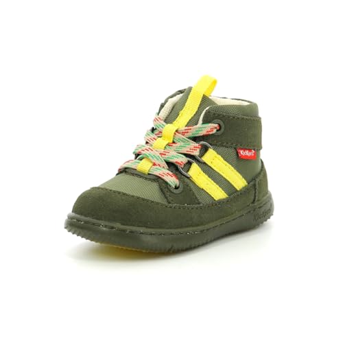 KICKERS KICKBUBBLO, Botas Cortas al Tobillo Unisex niños, Kaki Jaune, 19 EU