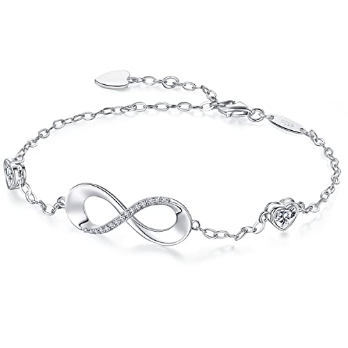 Bracelet infini femme argent 925 jonc réglable avec zircone cubique