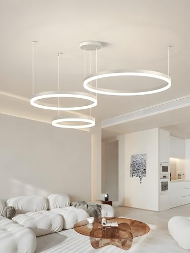 Lustre LED télécommandé et réglable en hauteur pour un éclairage de salon idéal