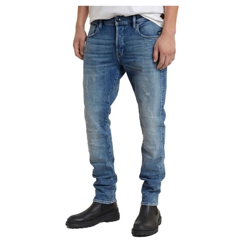 G-Star Raw Men's 3301 Straight-Fit Jean in Vant Stretch Denim, Sun Faded Blue Donau Restored 51001-d441-g644, 28W x 32L