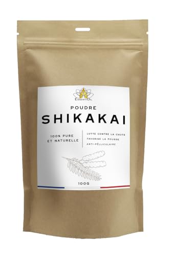 ESSENTIOIL Poudre de Shikakai cheveux - 100% Naturel - Apporte du volume, Favorise la pousse, Démêle les cheveux, Apporte brillance aux cheveux - 100g - Marque Française