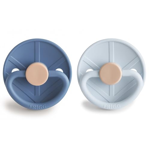 Image of FRIGG Little Viking SilkySoft Silicone Baby Pacifier 2-Pack | Made in Denmark | BPA-Free (Ocean View /Powder Blue, 0-6 Months)