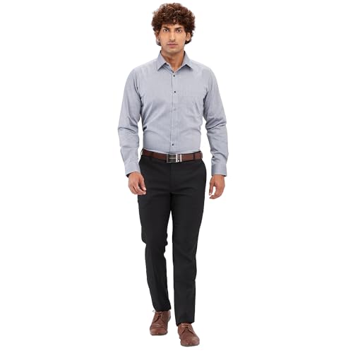 Image of Raymond Men Cotton Slim Fit Structure Pattern Semi Cut Away Collar Formal Shirt